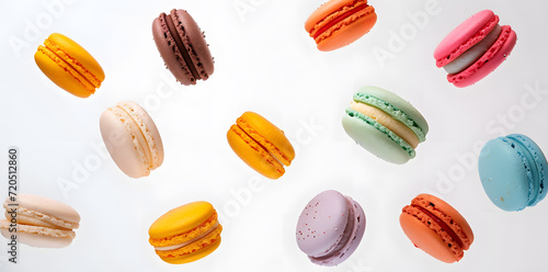 Wallpaper Mural Colorful macaroons or french macarons levitating  on white background Torontodigital.ca