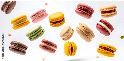 Wallpaper Mural Colorful macaroons or french macarons levitating  on white background Torontodigital.ca