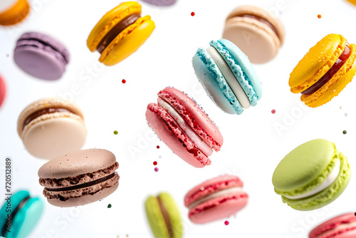 Wallpaper Mural Colorful macaroons or french macarons levitating  on white background Torontodigital.ca