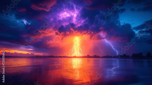 Magic lightning bright sparks of light, creating a sense of magic and extravaganza in the thunders