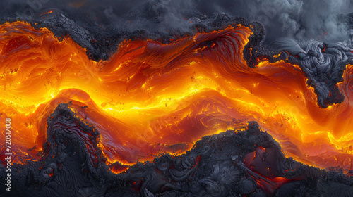 Multi colored shades of frozen lava, from yellow and orange to red and bla