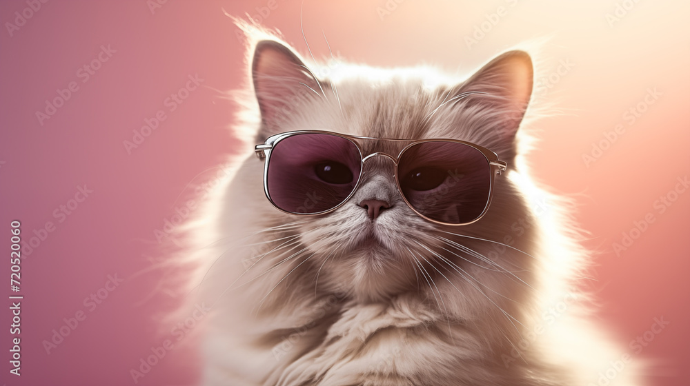 Portrait of a Ragdoll Cat with Glasses 