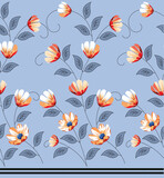 seamless vector flower pattern border on grey background