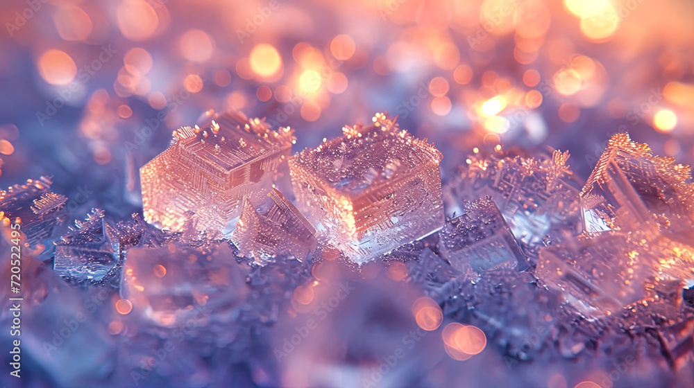 The texture of ice crystals small and sharp crystals that create embossed patterns on the The texture of ice crystals small and sharp crystals that create embossed patterns on the