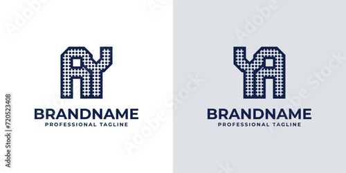 Letters AY and YA Dot Monogram Logo