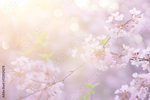 serene spring day in park, soft pink sakura flowers  © nnattalli