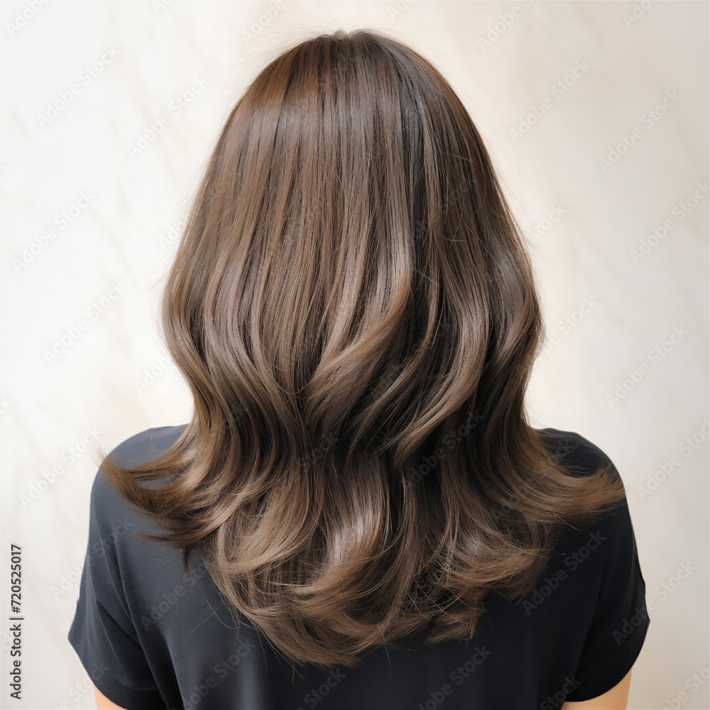 Naklejka premium Women's hair salons highlight hair and layered cut style
