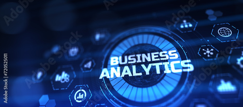 Analytics business intelligence BI concept on virtual screen.