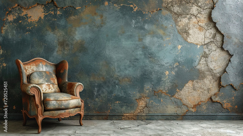 Wallpaper with the effect of cracks and aging the effect of an old and shabby appearance, creating an atmosphere of old
