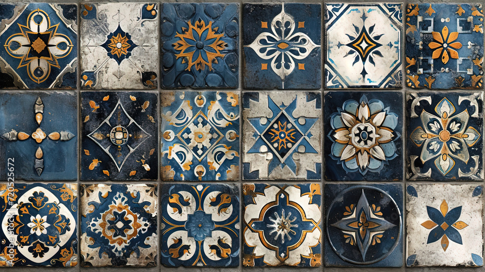 Wallpaper with the effect of tiles and a geometric pattern a pattern that imitates tiles with geometric elements, creating an interesting Wallpaper with the effect of tiles and a geometric pattern a pattern that imitates tiles with geometric elements, creating an interesting