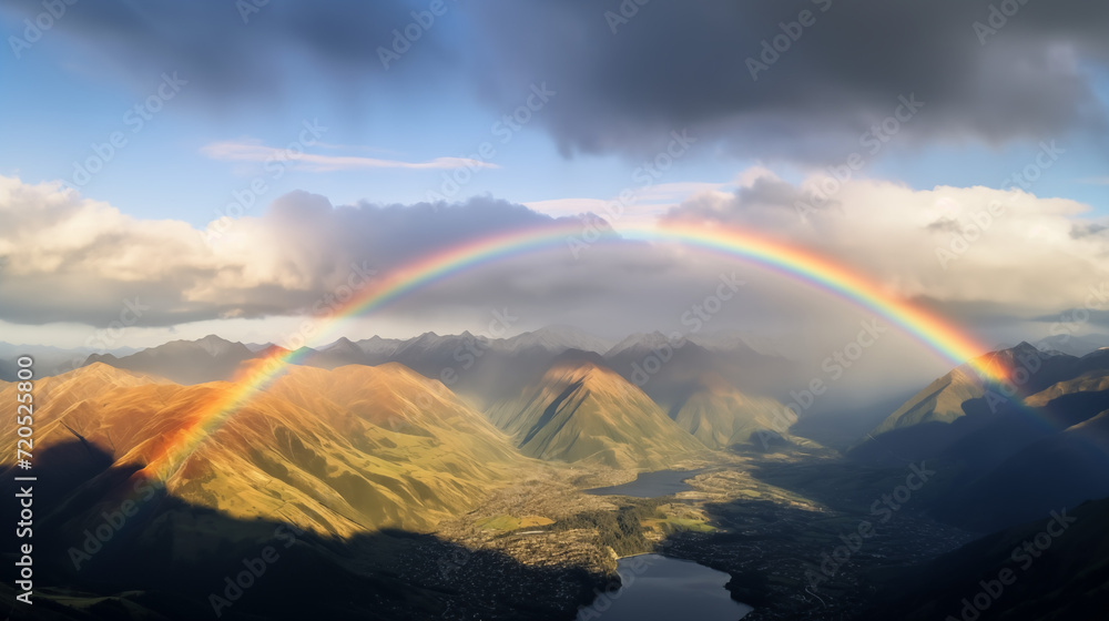 rainbow over the mountains. Generative AI