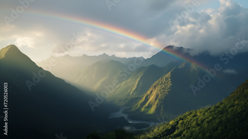 rainbow over mountain. Generative AI