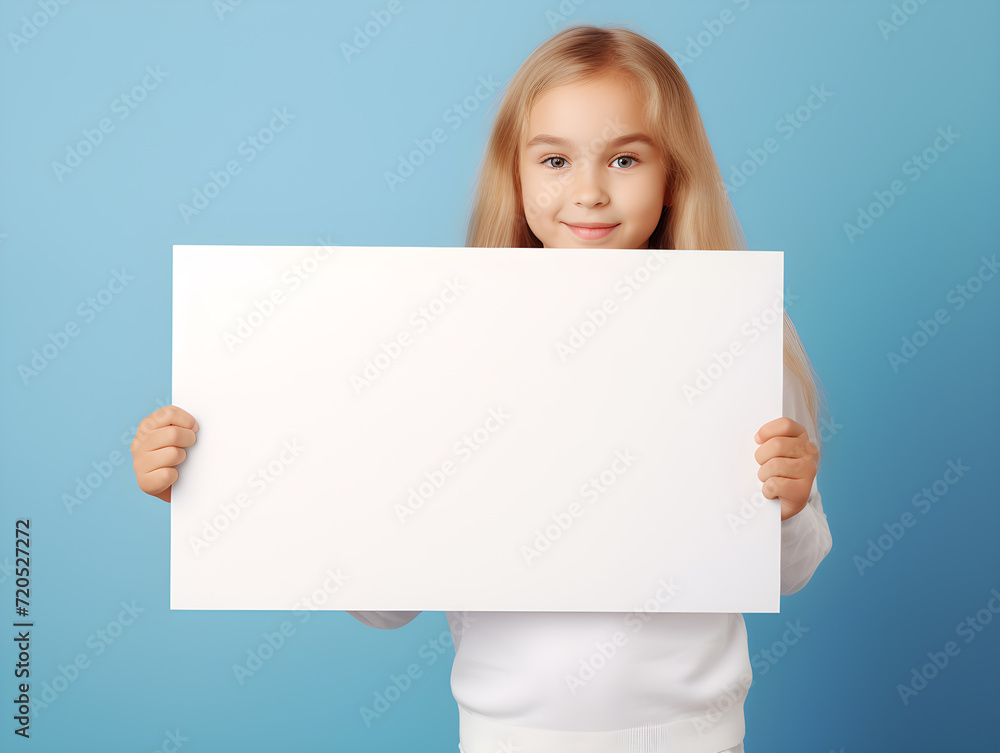 a young girl showcasing a blank white board, creating a heartwarming advertisement with empty space for a message,Generative Ai a young girl showcasing a blank white board, creating a heartwarming advertisement with empty space for a message,Generative Ai