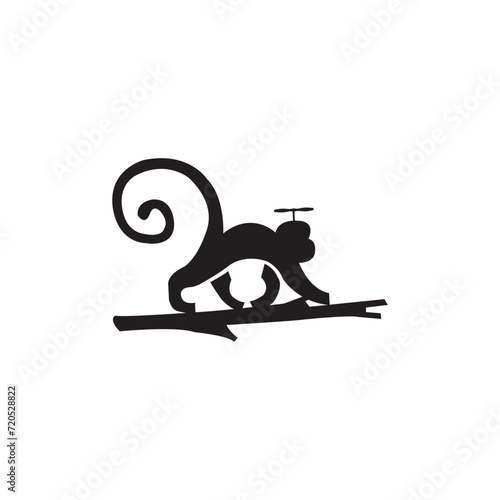 The monkey on the log is walking logo design