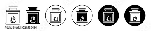 fireplace vector icon mark set symbol for web application