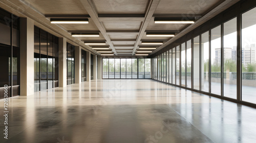 Spacious empty reception hall in modern building. photo