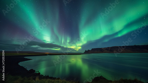 A breathtaking view of the Northern Lights in Iceland with vibrant colors dancing across the night sky.