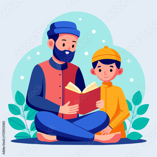 reading the holy quran with father