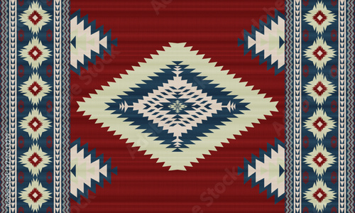 American tribal ethnic native pattern.Traditional Navajo,Aztec,Apache,Southwest and Mexican style fabric pattern.Abstract vector motifs pattern.For fabric,clothing,blanket,carpet,woven,wrap,decoration