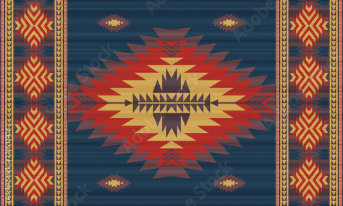 American tribal ethnic native pattern.Traditional Navajo,Aztec,Apache,Southwest and Mexican style fabric pattern.Abstract vector motifs pattern.For fabric,clothing,blanket,carpet,woven,wrap,decoration