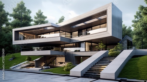 Modern luxury mansion. Architecture and design concept. Generative Ai