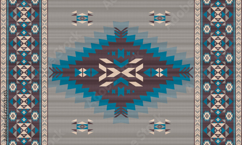 American tribal ethnic native pattern.Traditional Navajo,Aztec,Apache,Southwest and Mexican style fabric pattern.Abstract vector motifs pattern.For fabric,clothing,blanket,carpet,woven,wrap,decoration