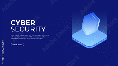 Cyber security isometric vector illustration. Digital protection mechanism, system privacy. Data secure. Web crime or virus attack. Symbol of protection