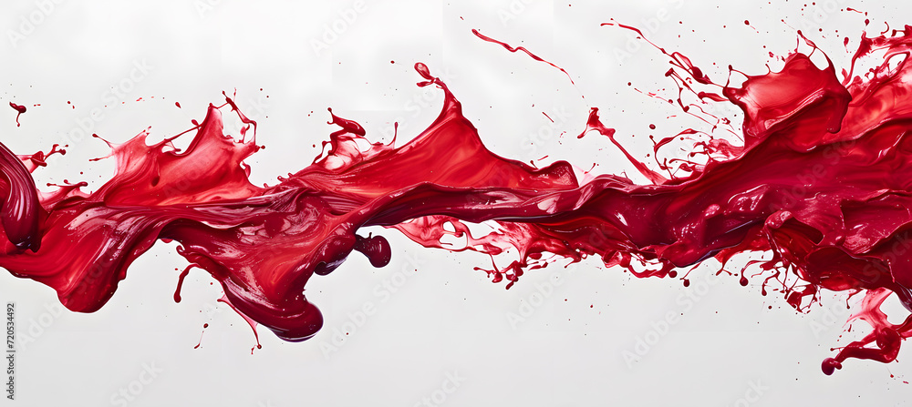 Liquid Paint red splash on white background