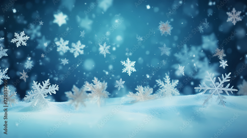 Beautiful winter Christmas glowing background with falling snowflakes, winter background Beautiful winter Christmas glowing background with falling snowflakes, winter background