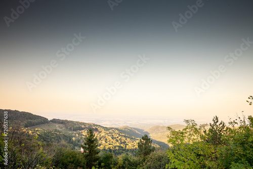 Picture of a an aerial panorama of Papuk mountains in Croatia. Papuk Nature Park is located in the mountainous forest areas of Papuk , and was declared a nature park on April 23, 1999