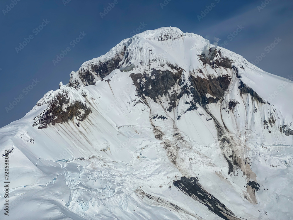 Iliamna Volcano summit crater with active vents. Lake Clark National ...