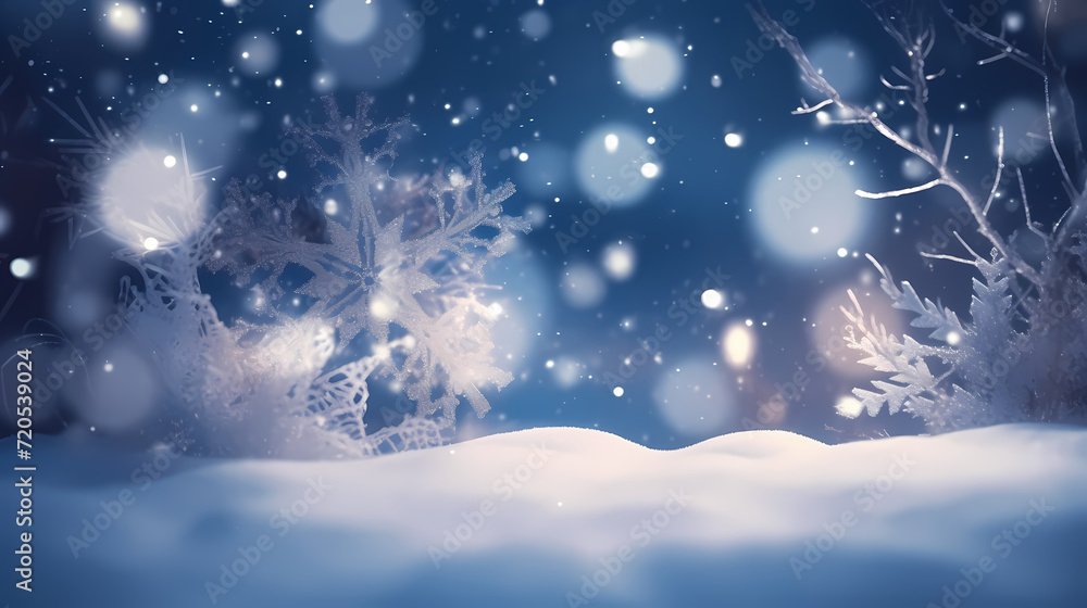 Beautiful winter Christmas glowing background with falling snowflakes, winter background Beautiful winter Christmas glowing background with falling snowflakes, winter background