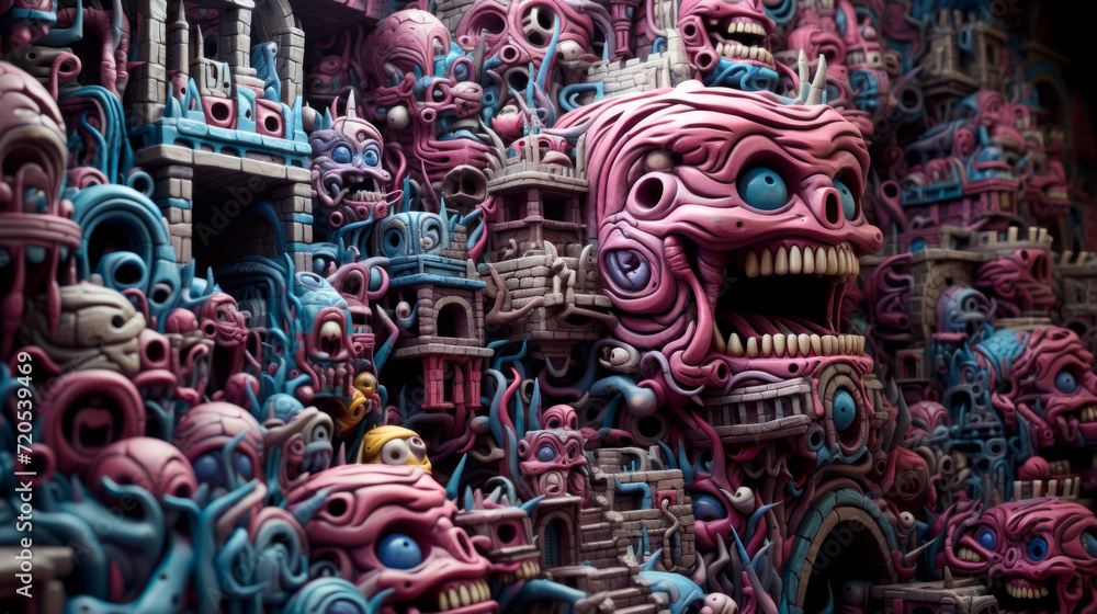 Naklejka premium Psychedelic trip gone wrong - crazy disturbing visuals