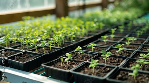 Shot of a nursery with trays of tiny seedlings