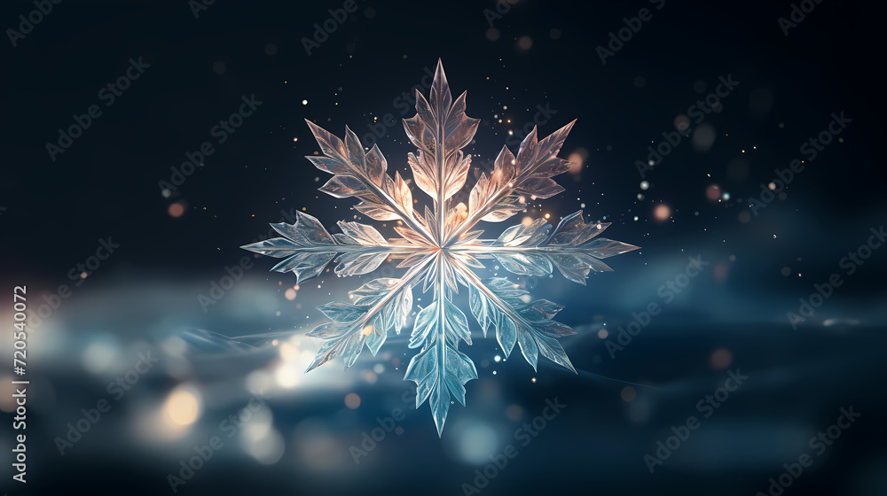 Obraz premium Beautiful winter Christmas glowing background with falling snowflakes, winter background