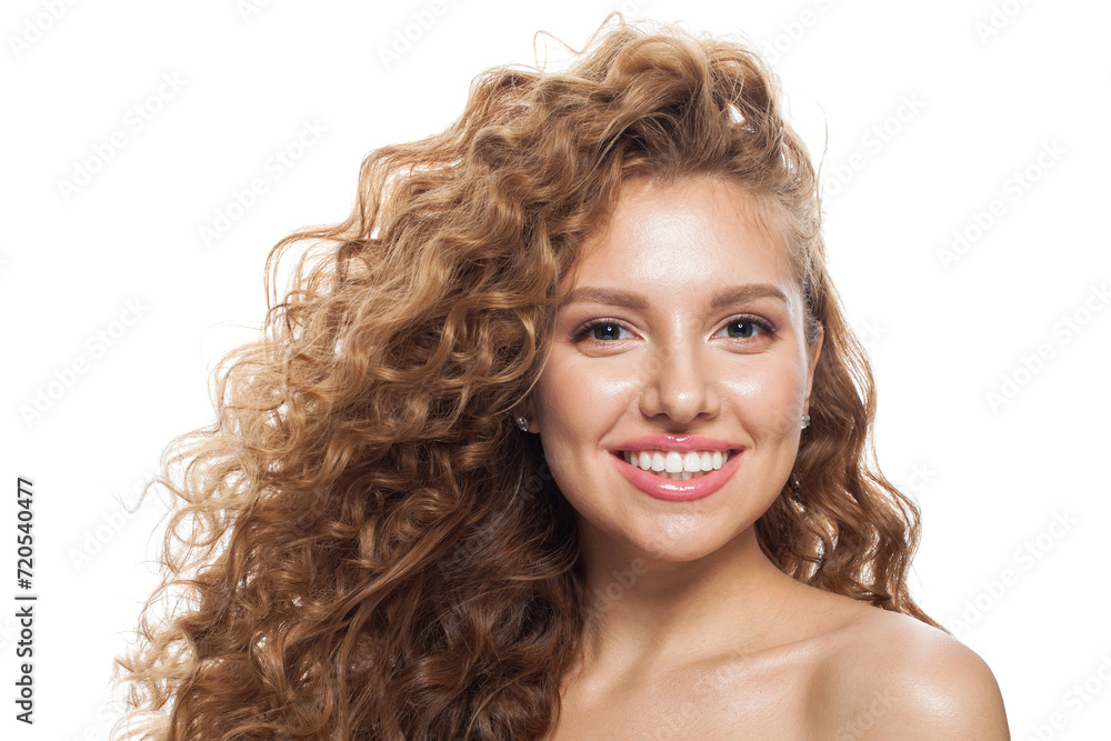 Cheerful female model beauty portrait. Natural beauty woman with long hair and prfect fresh clear skin. Cosmetology, facial treatment, skincare and hair styling concept Cheerful female model beauty portrait. Natural beauty woman with long hair and prfect fresh clear skin. Cosmetology, facial treatment, skincare and hair styling concept