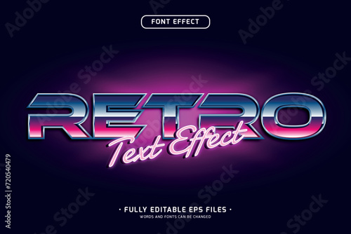 retro neon light text effect