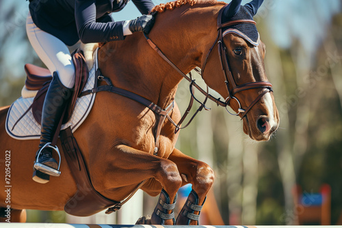 Close-Up of Horse and Rider in Equestrian Sport photo