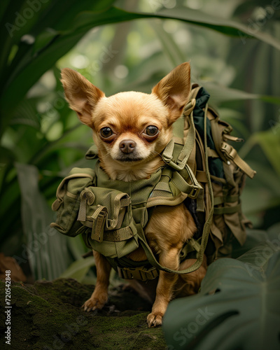 A Portrait of a Chihuahua as a Mercenary in the Jungle-Soldier of Fortune