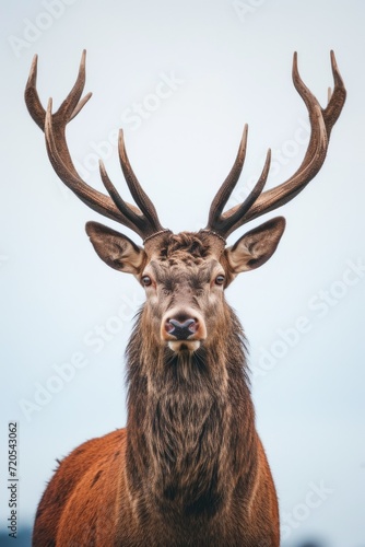 Stately Deer with Impressive Antlers Standing Proudly