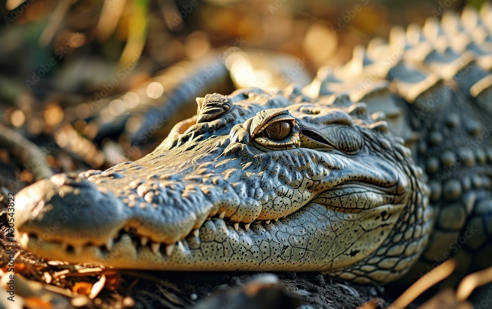 crocodiles scaly hide glistening in the sunlight