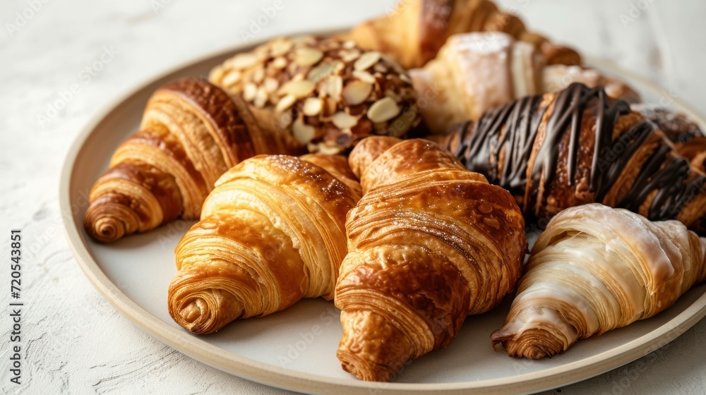close up shot of a Croissant Platter on a white table close up shot of a Croissant Platter on a white table