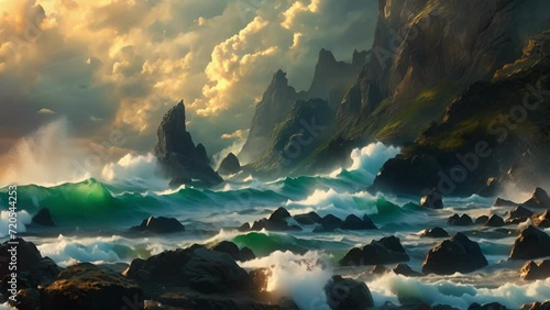 Amidst the crashing waves and treacherous rocks, the sirens sing a mournful tune, their voices dripping with longing and longing for the sailors they cannot resist. Fantasy animation photo