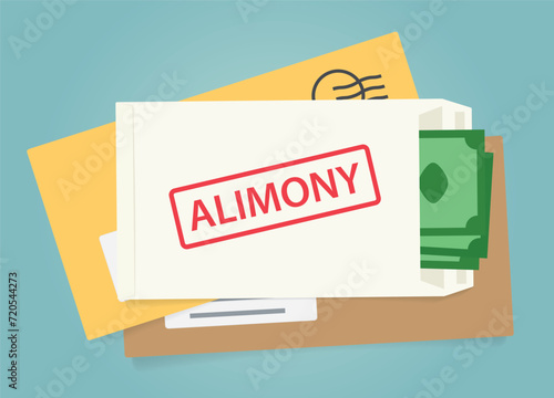 alimony concept, pile of envelopes with bills- vector illustration