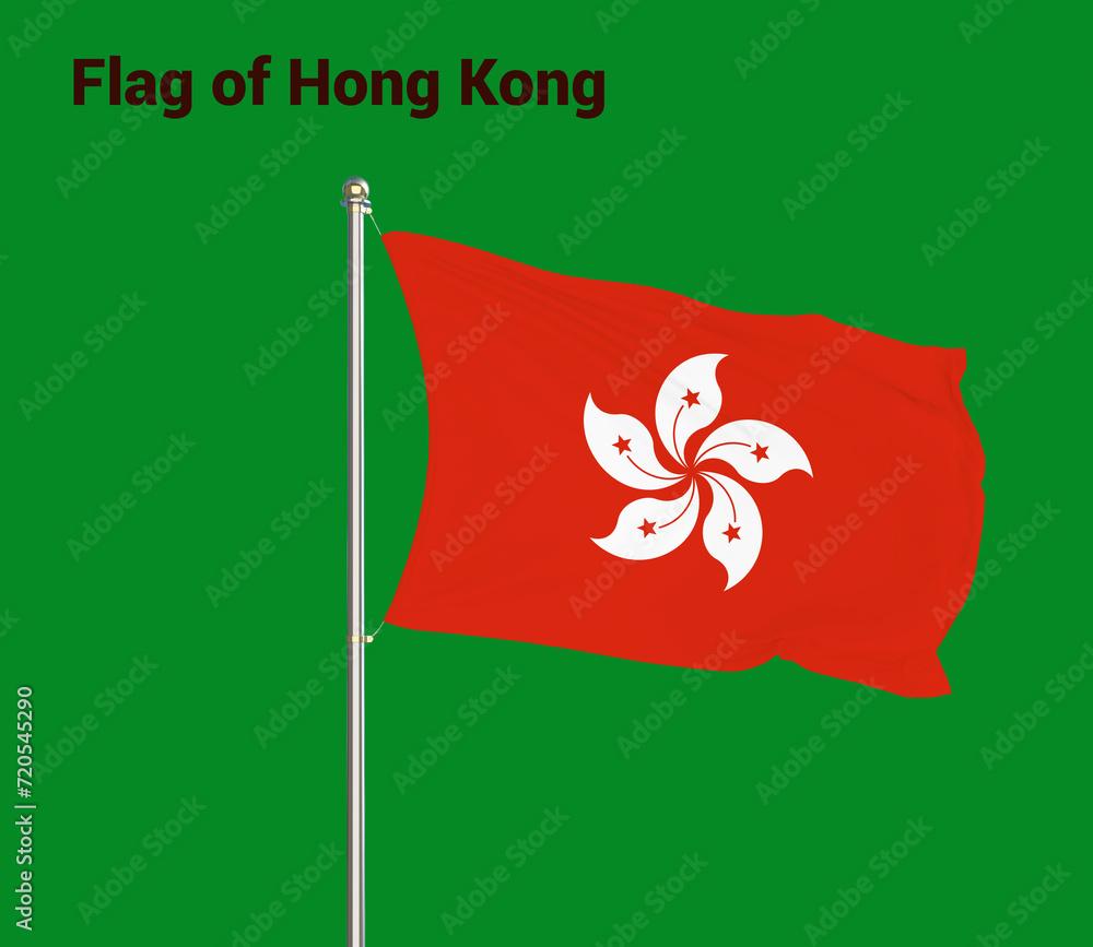 Flag Of Hong Kong, Hong Kong flag, National flag of Hong Kong. pole