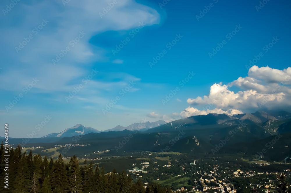 Fototapeta premium Vue de Zakopane depuis le téléphérique, Carpates, Tartas, Pologne
