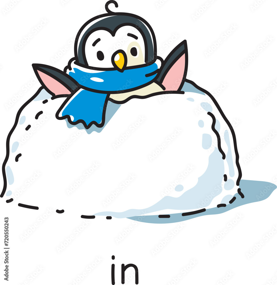 Preposition of place. Penguin in the snowdrift. Preposition of place. Penguin in the snowdrift.