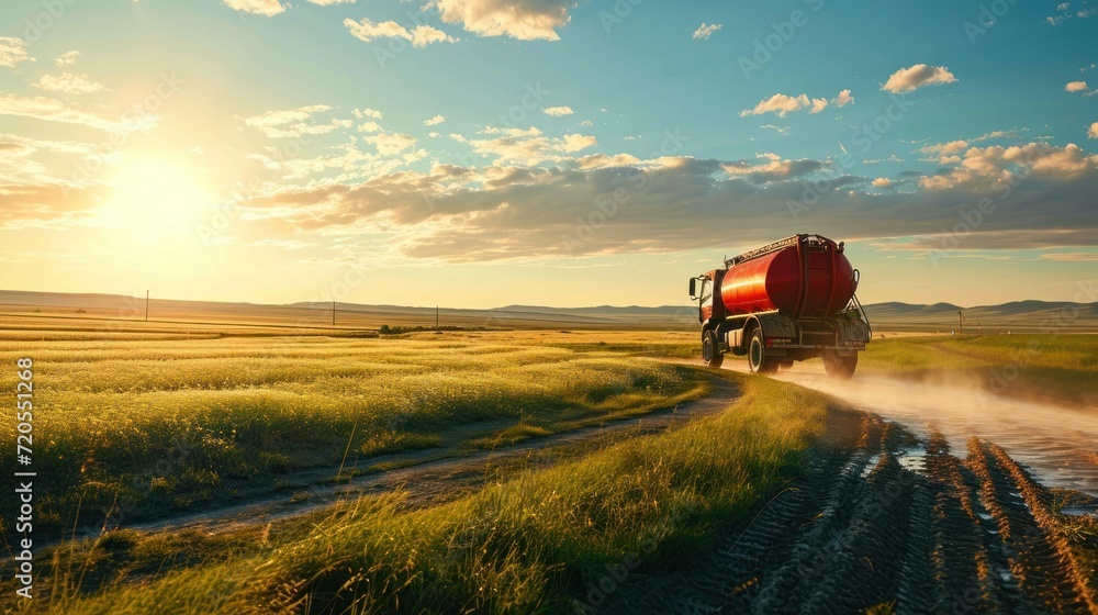 Fototapeta premium Shot of a water truck on the farm