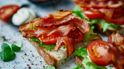 Classic BLT Sandwich with Crisp Bacon and Fresh Produce