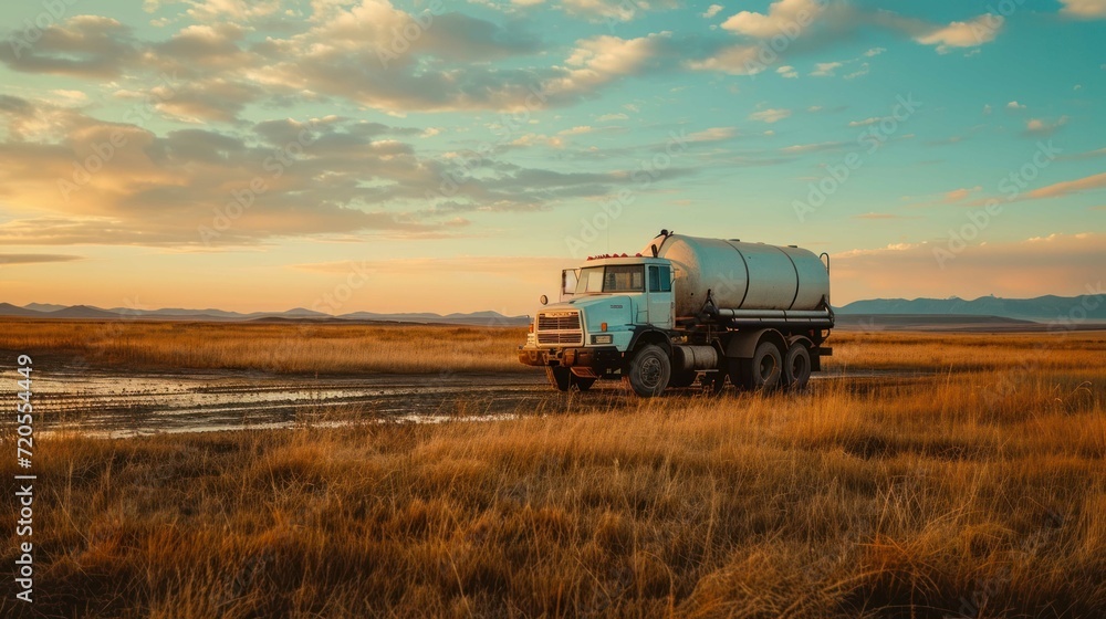 Fototapeta premium Shot of a water truck on the farm